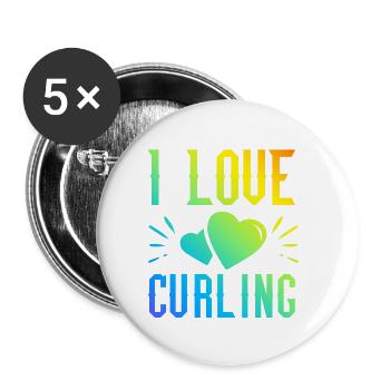 Ich liebe Curling - Buttons klein 25 mm (5er Pack) - Weiß - Vorne
