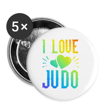 J’adore le judo - Lot de 5 petits badges (25 mm) - blanc - Devant