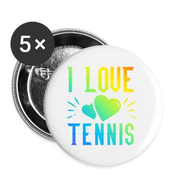 J’adore le tennis - Lot de 5 petits badges (25 mm) - blanc - Devant