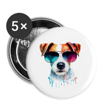 Jack Russell Terrier - Buttons klein 25 mm (5er Pack) - Weiß - Vorne