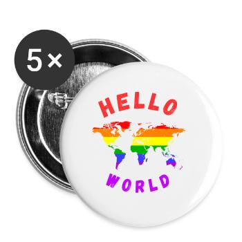 Menschenrechte Hello World Geschenke für LGBT - Buttons klein 25 mm (5er Pack) - Weiß - Vorne
