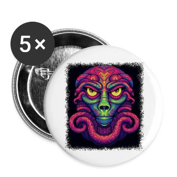 Cadeaux de serpent pour les blagues de Noël - Lot de 5 petits badges (25 mm) - blanc - Devant