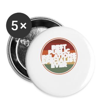 Vintage Best Public Relations Specialist Ever - Buttons small 1''/25 mm (5-pack) - white - Front