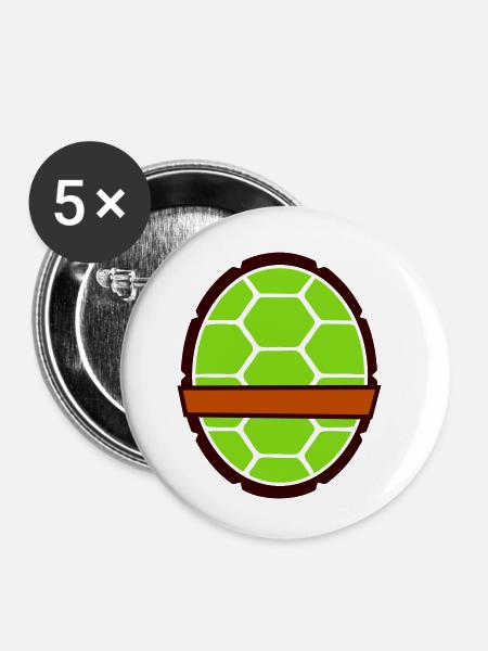 Schildkrötenpanzer - Buttons klein 25 mm (5er Pack) - Weiß