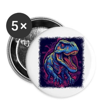 Quote Fun Dino Bday Prehistoric Old Chrome Dino - Buttons small 1''/25 mm (5-pack) - white - Front