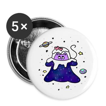 Chat spatial - Lot de 5 petits badges (25 mm) - blanc - Devant