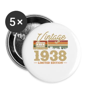 85/86. Geburtstag - 1938 - Buttons klein 25 mm (5er Pack) - Weiß - Vorne