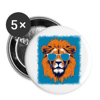 children lion head comic and sarcastic happy big - Buttons klein 25 mm (5er Pack) - Weiß - Vorne