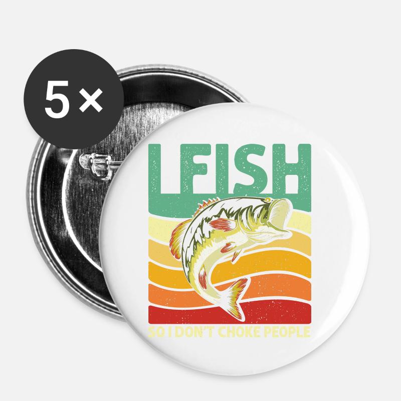 Io Pesce - Confezione da 5 spille piccole (25 mm) - bianco