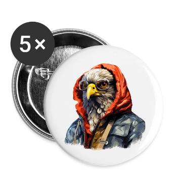 Street style hawk | Hawk lovers - Buttons small 1''/25 mm (5-pack) - white - Front