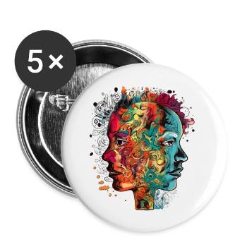 Doppelte Porträts - Buttons klein 25 mm (5er Pack) - Weiß - Vorne