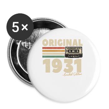 Vintage Birthday Gift 1931 - Buttons small 1''/25 mm (5-pack) - white - Front