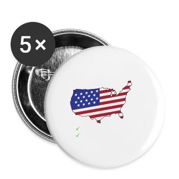 Amérique Pays à destination Voyage Drapeau américain États-Unis - Lot de 5 petits badges (25 mm) - blanc - Devant