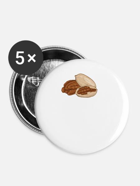 Pecannüsse Nüsse Geschenk - Buttons klein 25 mm (5er Pack) - Weiß