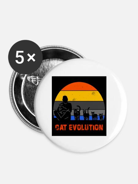 Katzen Evolution - Buttons klein 25 mm (5er Pack) - Weiß