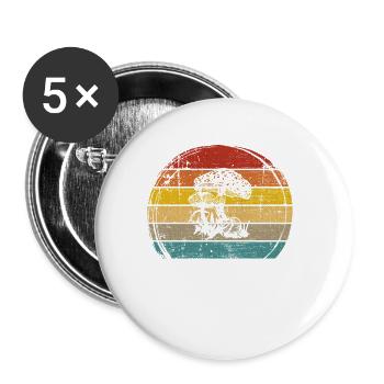 Mushroom Mushrooms Boletus Toadstool Retro Gift - Buttons small 1''/25 mm (5-pack) - white - Front