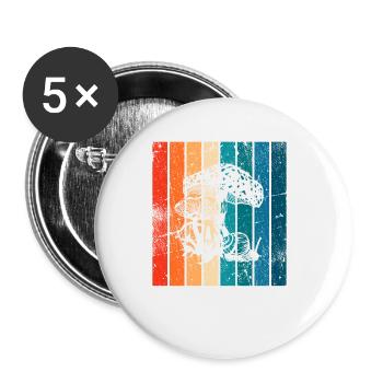 Mushroom Mushrooms Boletus Toadstool Retro Gift - Buttons small 1''/25 mm (5-pack) - white - Front