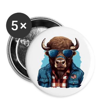 Street style American bison - Buttons small 1''/25 mm (5-pack) - white - Front