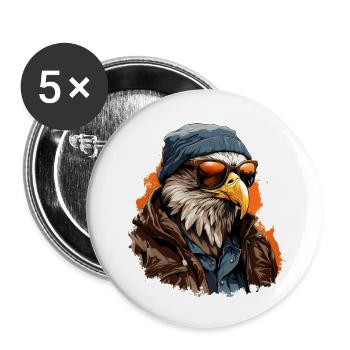Streetwear Pygargue à tête blanche | Amoureux de l’aigle - Lot de 5 petits badges (25 mm) - blanc - Devant