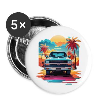 Pick-up Truck - Buttons klein 25 mm (5er Pack) - Weiß - Vorne