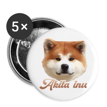 akita inu - Buttons small 1''/25 mm (5-pack) - white - Front