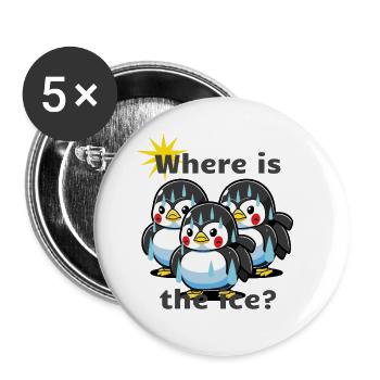 Pingouins en sueur. Le climat est chaud. - Lot de 5 petits badges (25 mm) - blanc - Devant