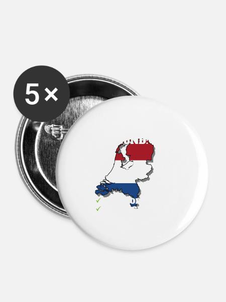 Netherlands Bound Country Travel Netherlandish - Buttons klein 25 mm (5er Pack) - Weiß