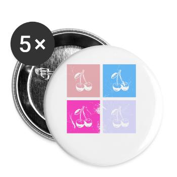 Cherry Retro Fruit Fruit Cherries - Buttons small 1''/25 mm (5-pack) - white - Front