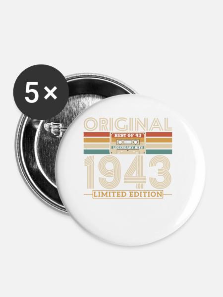 1943 Jubiläums-Retro Limited Edition - Buttons klein 25 mm (5er Pack) - Weiß