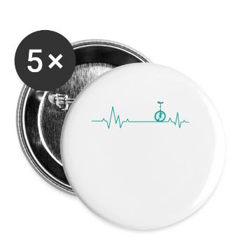 Unicycling on a heartbeat line unicycle - Buttons small 1''/25 mm (5-pack) - white - Front