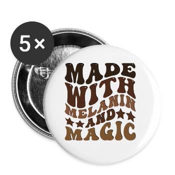 Melanin & Magie - Buttons klein 25 mm (5er Pack) - Weiß - Vorne