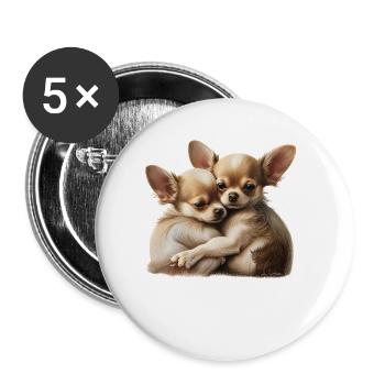 Chihuahua Welpen - Niedliche kleine Hunde Liebe - Buttons klein 25 mm (5er Pack) - Weiß - Vorne