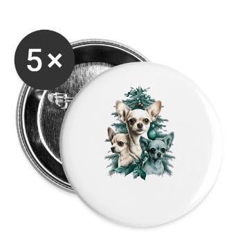 Chihuahua Welpen - Niedliche kleine Hunde Liebe - Buttons klein 25 mm (5er Pack) - Weiß - Vorne