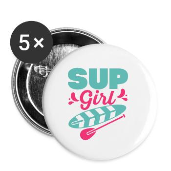 SUP Girl Stand Up Paddling Board - Buttons klein 25 mm (5er Pack) - Weiß - Vorne