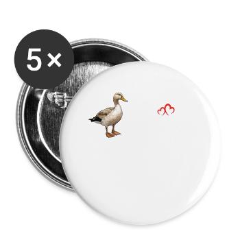 Entenjagd Liebesherzschlag Entenjäger - Buttons klein 25 mm (5er Pack) - Weiß - Vorne