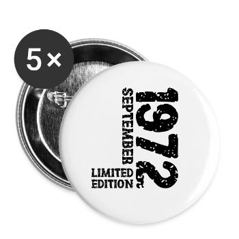 1972 September Limited Edition 51. Geburtstag Deko - Buttons klein 25 mm (5er Pack) - Weiß - Vorne