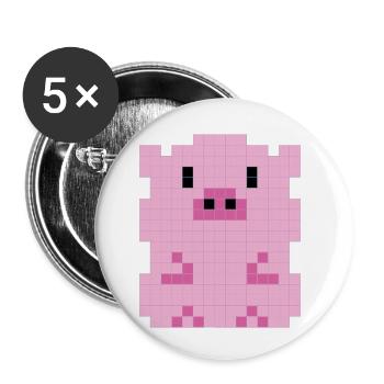 A pixelated piglet - Buttons small 1''/25 mm (5-pack) - white - Front