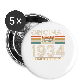 Original birthday present 1934 89/90 years - Buttons small 1''/25 mm (5-pack) - white - Front