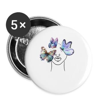 Woman with Butterflies Summer Trend Butterfly - Buttons small 1''/25 mm (5-pack) - white - Front