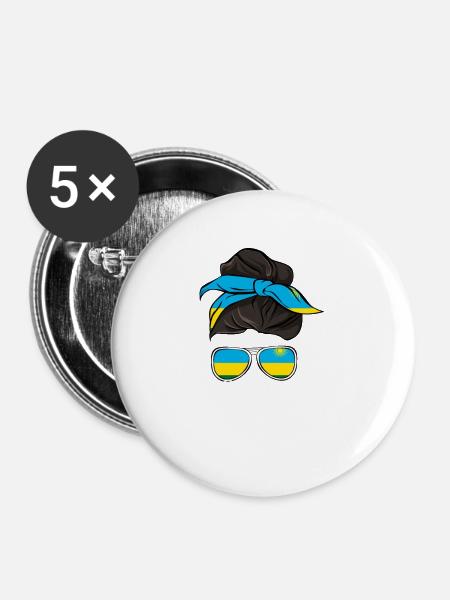 Rwanda - Buttons klein 25 mm (5er Pack) - Weiß