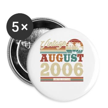 Vintage Geburtstagsgeschenk August 2006 - Buttons klein 25 mm (5er Pack) - Weiß - Vorne