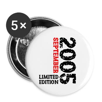 2005 September Limited Edition 18. Geburtstag Deko - Buttons klein 25 mm (5er Pack) - Weiß - Vorne