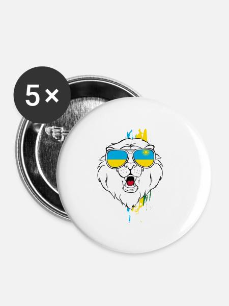Rwanda - Buttons klein 25 mm (5er Pack) - Weiß