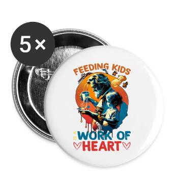 Feeding Kids Is A Work Of Heart 5 - Buttons small 1''/25 mm (5-pack) - white - Front