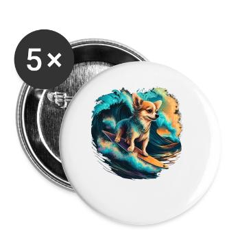 Chihuahua | Cool Surfer Surfbrett Ozean Lustiger - Buttons klein 25 mm (5er Pack) - Weiß - Vorne