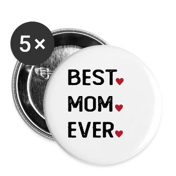 Best Mom Ever - Buttons small 1''/25 mm (5-pack) - white - Front