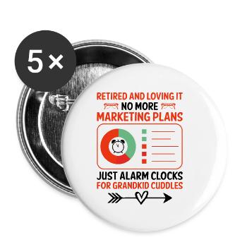 Retired Grandma Pensioner Pension Marketer Marketi - Buttons small 1''/25 mm (5-pack) - white - Front