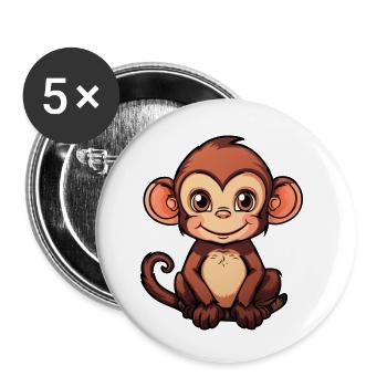 mignon petit singe - Lot de 5 petits badges (25 mm) - blanc - Devant