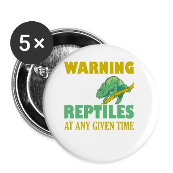 Avertissement peut parler de reptiles Lizard Lover - Lot de 5 petits badges (25 mm) - blanc - Devant
