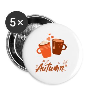 Autumn Cups Boisson chaude - Lot de 5 petits badges (25 mm) - blanc - Devant